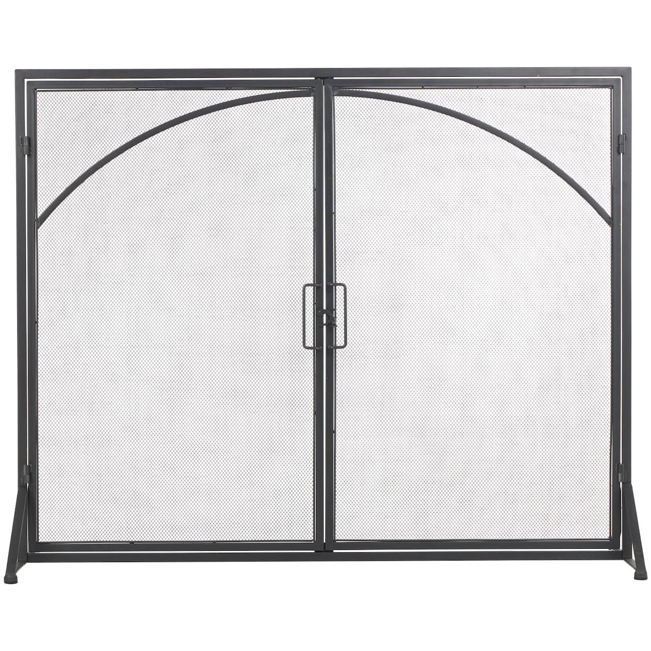 39" Black Metal Minimalistic Single Panel Fireplace Screen
